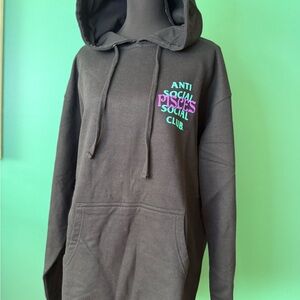 Anti Social Social Club Black Hoodie with Purple and Green Logo